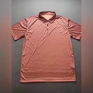 Swannies Golf Polo Shirt Mens L Pink Geometric Short Sleeve Performance